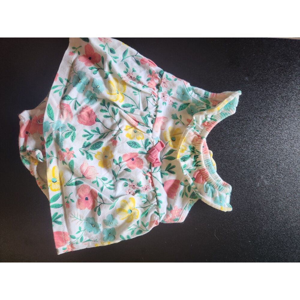 Carter's Baby Girl 3M Floral Romper Pink Yellow Blue Ruffle Bow